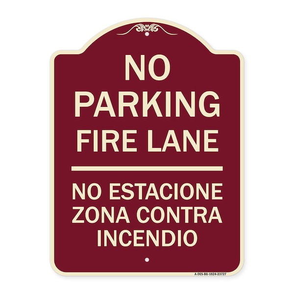 Signmission No Parking Fire Lane No Estacione Zona Contra Incendio Heavy-Gauge Alum, 24" x 18", BU-1824-23727 A-DES-BU-1824-23727 - main